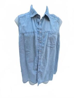 JC Jeans Women's Light Blue Sleeveless Denim Button-Up Shirt Size 3X
